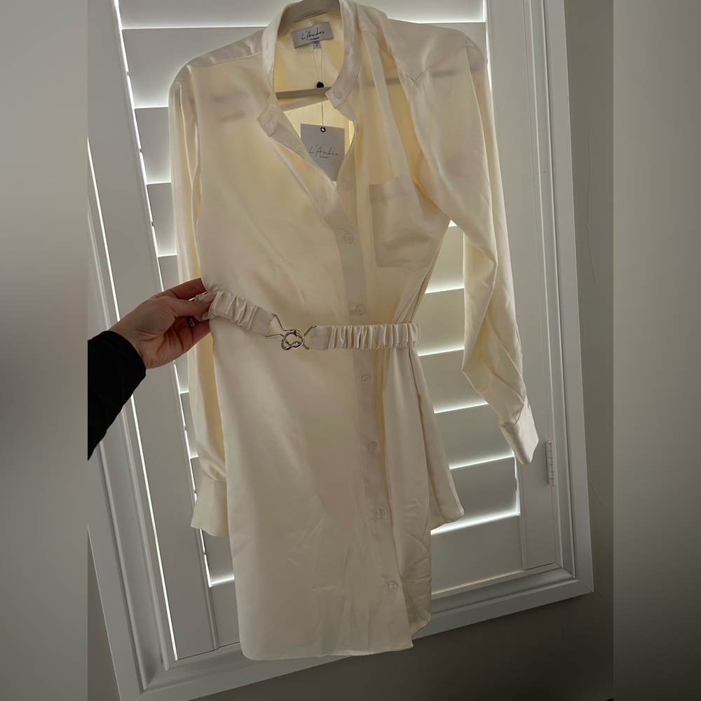 White Silk Shirt Dress